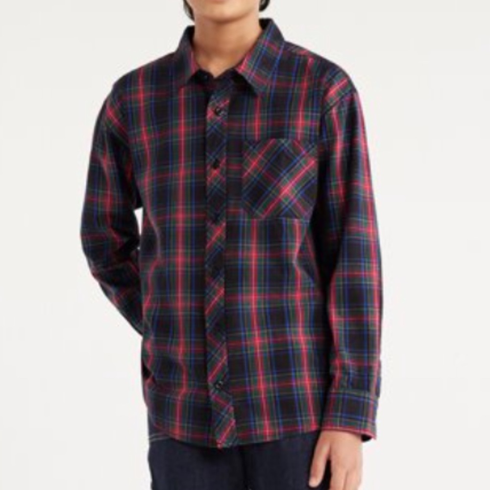 *NWT* FREE ASSEMBLY Button Down Long Sleeved Shirt Plaid  Collared YOUTH XXL 18